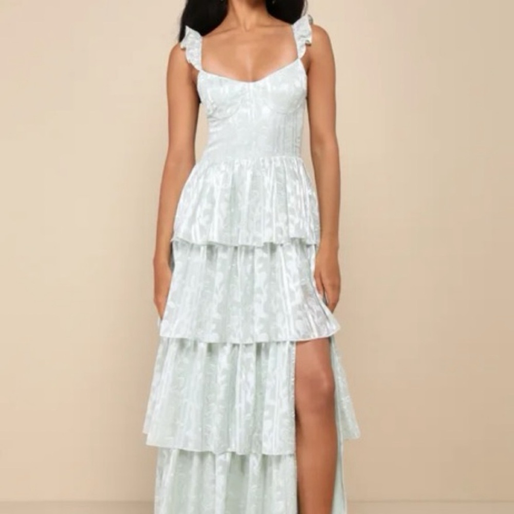 Lulu's Pastel Green Tiered Maxi Dress